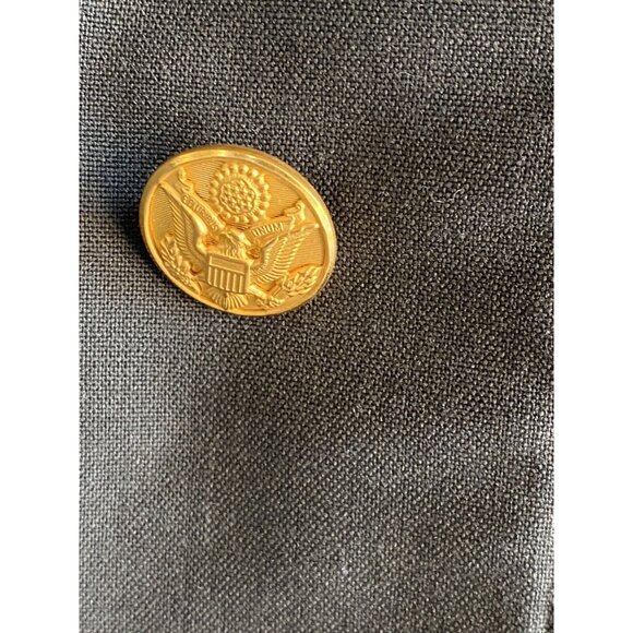 Military Green Jacket with Gold Hardware Men's Button Jacket Blazer Vintage 39R - Picture 12 of 14